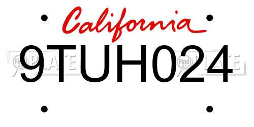 9TUH024 California License Plate