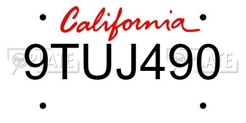9TUJ490 California License Plate