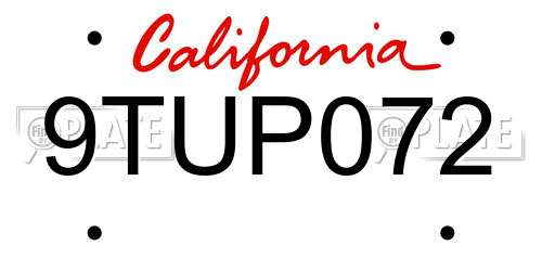 9TUP072 California License Plate