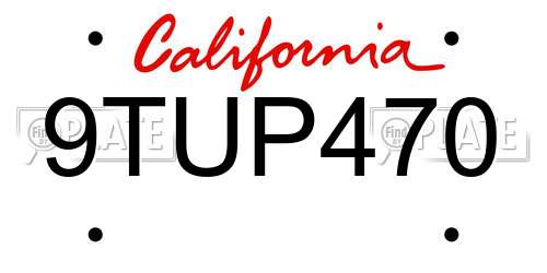 9TUP470 California License Plate