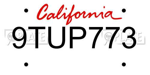 9TUP773 California License Plate