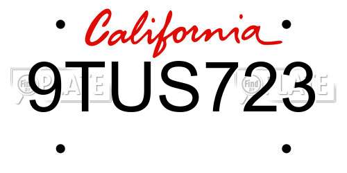 9TUS723 California License Plate