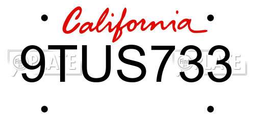 9TUS733 California License Plate