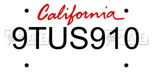9TUS910 California License Plate