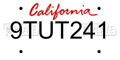 9TUT241 California License Plate