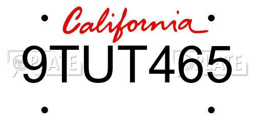 9TUT465 California License Plate
