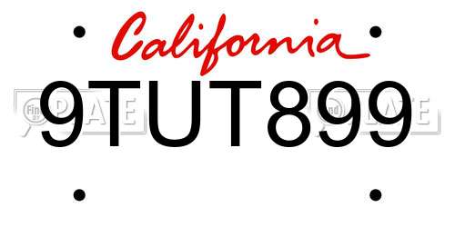 9TUT899 California License Plate