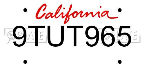 9TUT965 California License Plate