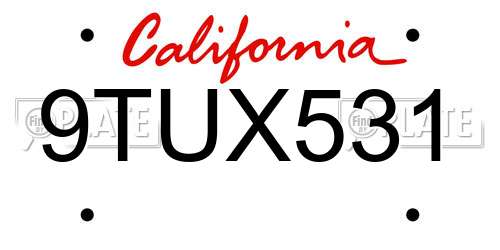 9TUX531 California License Plate