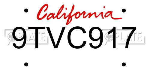 9TVC917 California License Plate