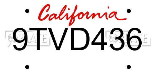 9TVD436 California License Plate