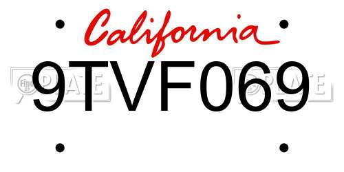9TVF069 California License Plate