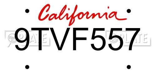 9TVF557 California License Plate