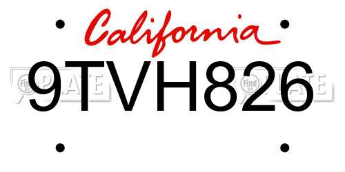 9TVH826 California License Plate