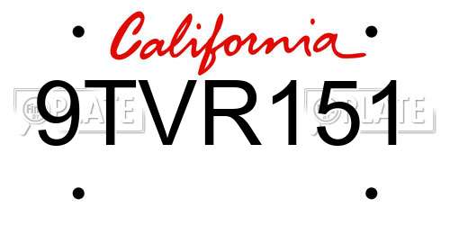 9TVR151 California License Plate