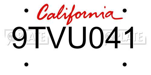 9TVU041 California License Plate