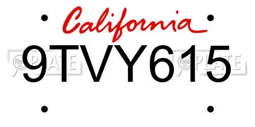 9TVY615 California License Plate