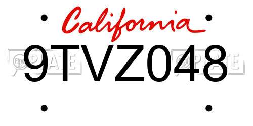 9TVZ048 California License Plate