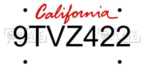 9TVZ422 California License Plate