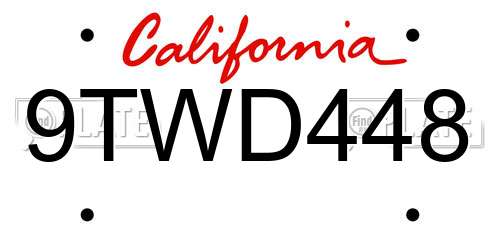 9TWD448 California License Plate