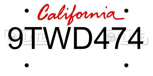 9TWD474 California License Plate