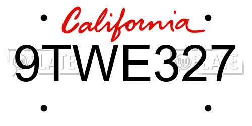 9TWE327 California License Plate