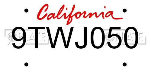 9TWJ050 California License Plate