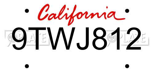 9TWJ812 California License Plate