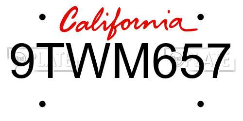 9TWM657 California License Plate