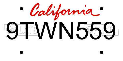 9TWN559 California License Plate