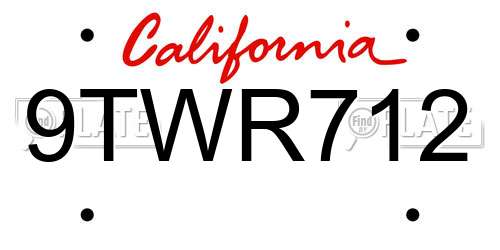 9TWR712 California License Plate