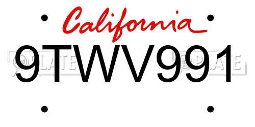 9TWV991 California License Plate