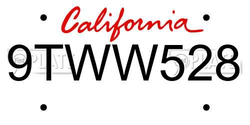 9TWW528 California License Plate