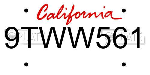 9TWW561 California License Plate