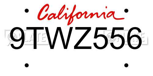 9TWZ556 California License Plate