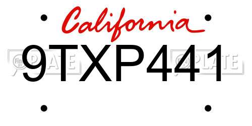 9TXP441 California License Plate