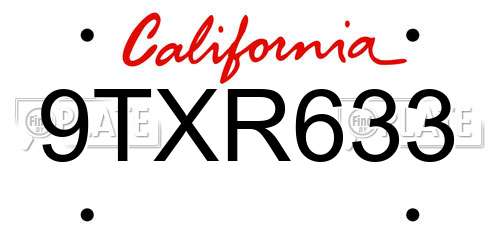 9TXR633 California License Plate
