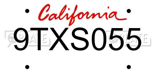 9TXS055 California License Plate