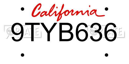 9TYB636 California License Plate