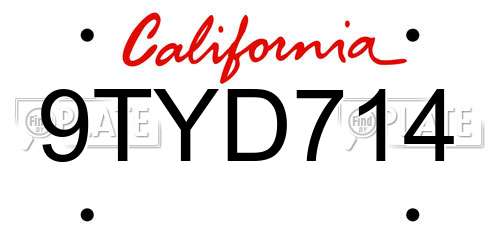 9TYD714 California License Plate