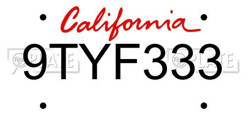 9TYF333 California License Plate