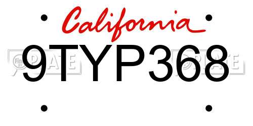 9TYP368 California License Plate