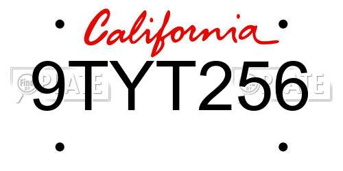 9TYT256 California License Plate