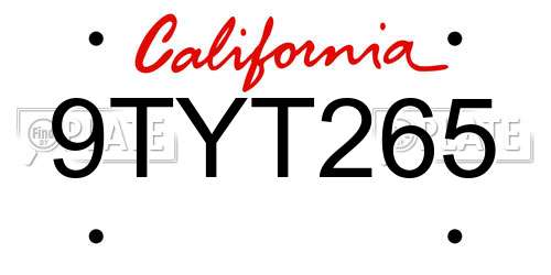 9TYT265 California License Plate