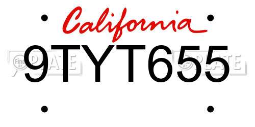 9TYT655 California License Plate