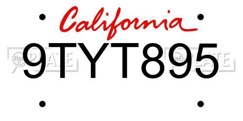9TYT895 California License Plate