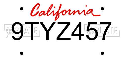 9TYZ457 California License Plate