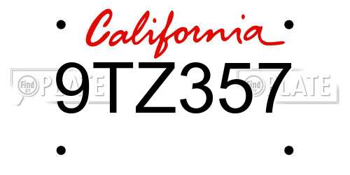 9TZ357 California License Plate