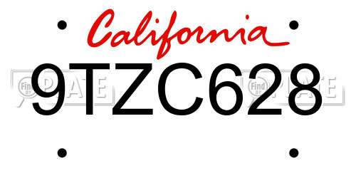 9TZC628 California License Plate