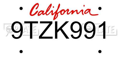 9TZK991 California License Plate